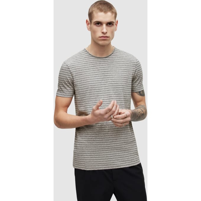 AllSaints Figure Stripe Ss Cre Grey Marl/wshd Blk Taglia: L | Magliette basic Outlet | Uomo | Grigio