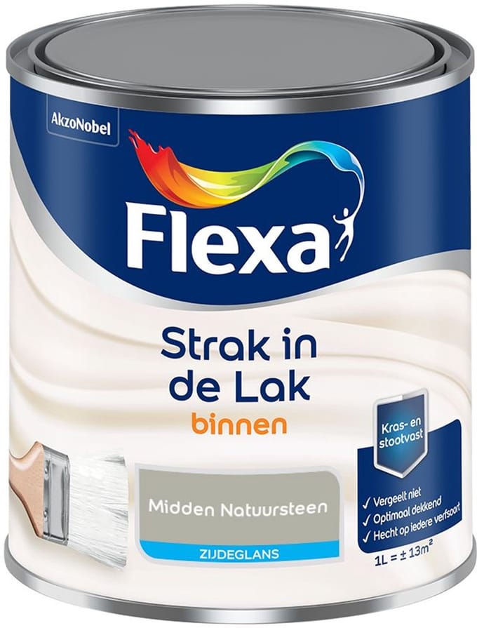Flexa - Strak In De Lak Binnenlak Zijdeglans - Midden Natuursteen - Mengverf - 1 L