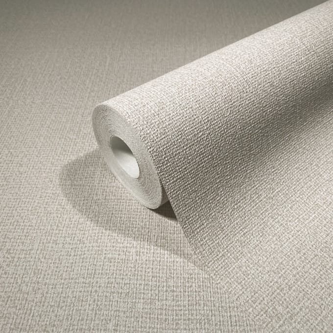 Kumano - Linnenlook - Wallpaper - Behang - Vliesbehang - Beige/Wit - 0,53 x 10,05 M.