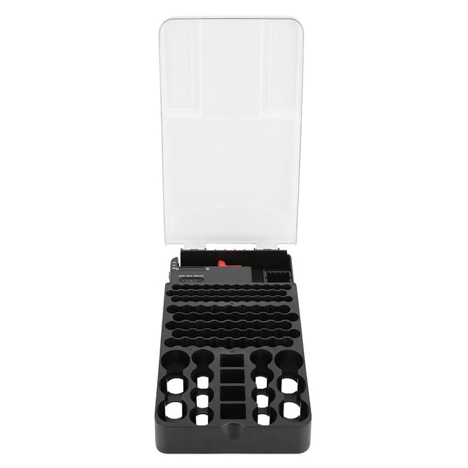 Multifunctionele 104 Vakken 3 Lampjes Batterij Opbergkoffer Organizer Containerdoos met Batterijtester gray