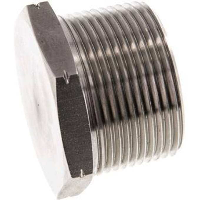 1 1/4'' NPT Buitendraad RVS Plug met Buitenzeskant 80 Bar - FL1-M-S-114N-E