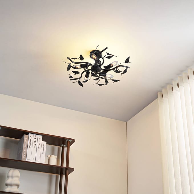 Lindby - plafondlamp - 5lichts - Metaal - H: 21 cm - E14 - zwart goud geborsteld