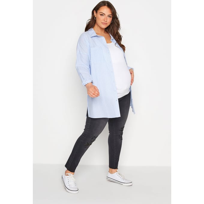 Bump It Up Maternity Ava Jeans Met Scheuren Op De Knie In Zwarte Wassing Size Short > 54