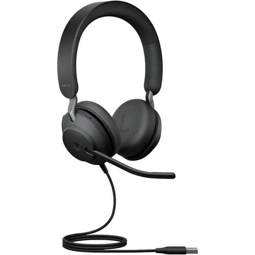 Jabra Evolve2 40 SE MS Stereo - Headset - On-Ear On Ear headset Kabel Stereo Zwart Noise Cancelling, Ruisonderdrukking (microfoon) Microfoon