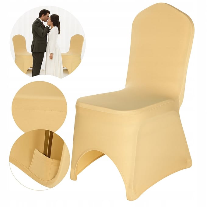 Merkloos - Spandex Stoelbeschermer - Ecru - Elastisch - Voor Banketstoelen