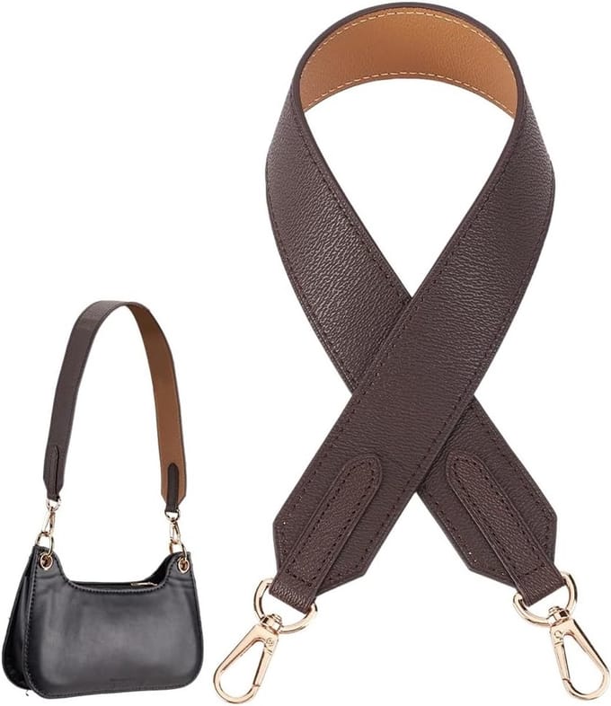 Vervangende handtasgreep van echt rundleer, 67 cm breed, schouderriem, tasaccessoire, karabijnsluiting