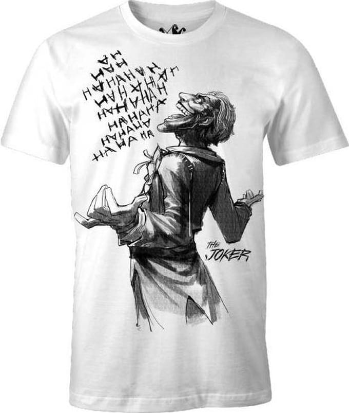 DC Comics - Batman - White Men's T-shirt - The Joker laughing - M