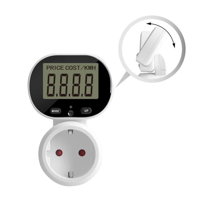 Europese stopcontact 45 graden draaibaar groot LCD-scherm Stroommeteraansluiting Digitaal display Energie backlight type & EU Plug veelkleurig