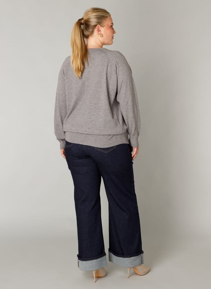 YEST CURVE Francesca Tops - Light Grey/Melange - maat 2(50)