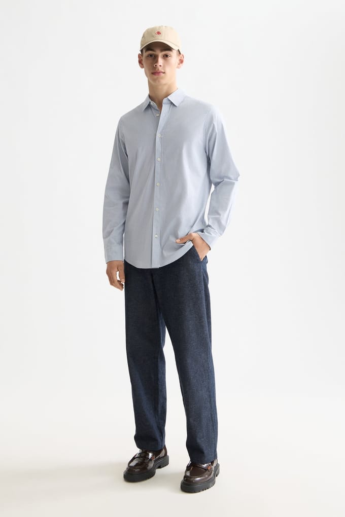 Scotch & Soda Micro-check Poplin Shirt Faded Denim Micro Check Größe: S | Casual hemden Outlet | Herren | Blau