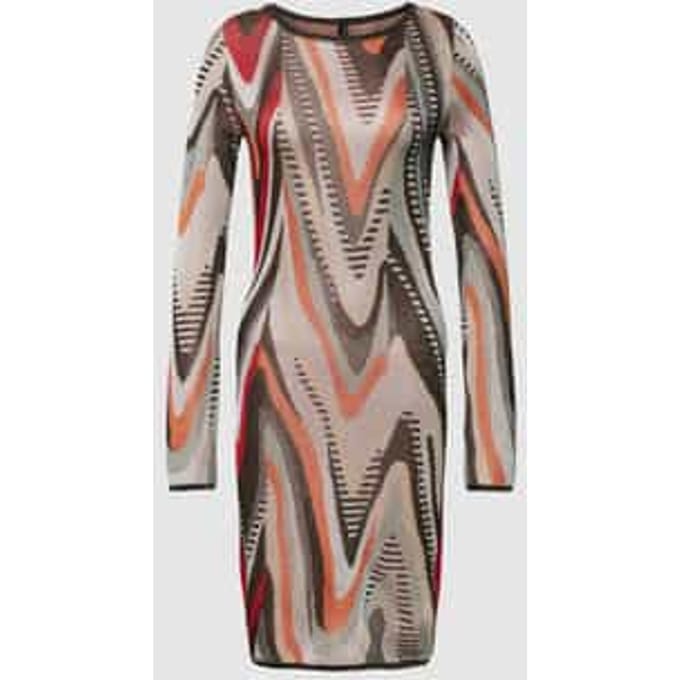 Knielange jurk met all-over motief, model 'SCARLETT'