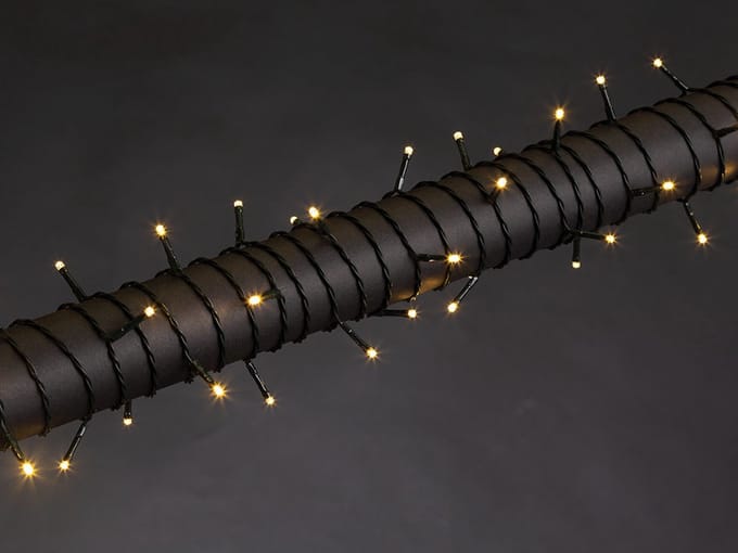 Wega LED, lichtslinger, 12 m, 80 leds, warmwit, groene kabel, voor binnen en buiten, 24 V