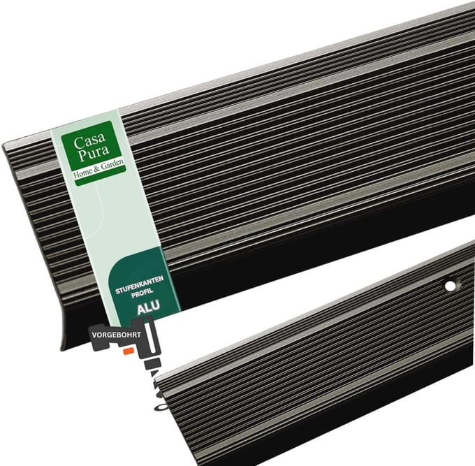 L-vormige Aluminium Trapprofiel 30 mm - Geperforeerd, Geanodiseerd Brons, 100 cm
