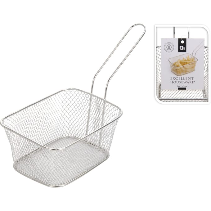 Frituurmandje RVS met greep 14x11x7cm