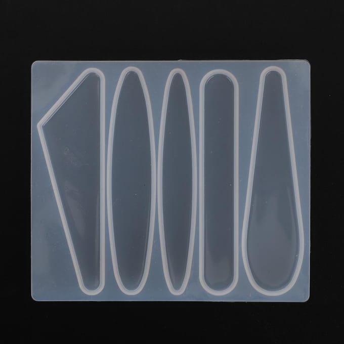 Lot de 2 moules à barrettes en silicone pour fabrication de bâtonnets à cheveux géométriques en époxy(Modèle A ) white