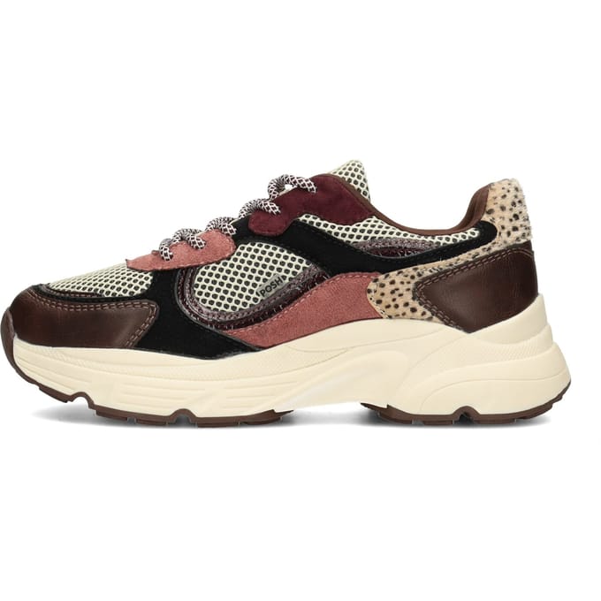 POSH by Poelman ANGY Dames Sneakers - Bordeaux met taupe combi