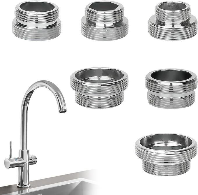 Kraanadapter Set - Slangkoppeling - Wateraansluiting Maken - 6-delig Universeel - 16mm tot 28mm - Metaal