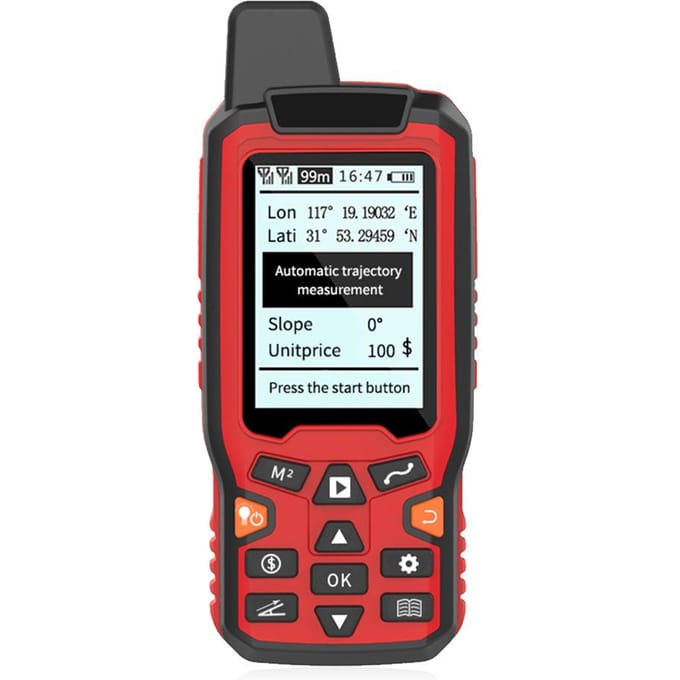 GPS Landoppervlaktemeting Draagbare USB-navigatie Track Area-berekeningsmeter LCD met achtergrondverlichting rood