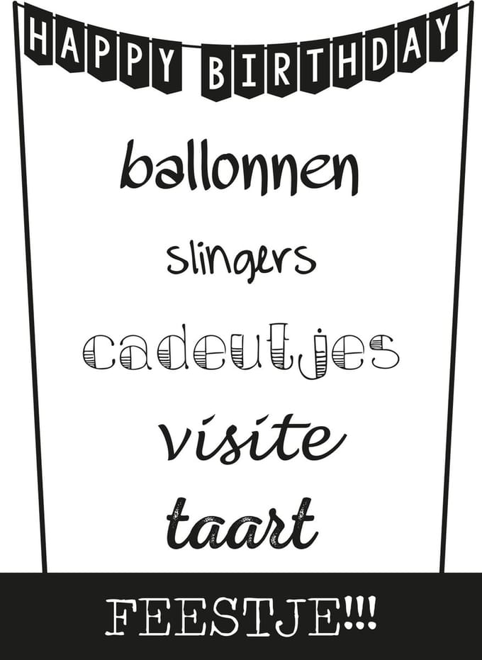 Uitnodiging feestje | Slingers - Uitnodigingskaarten - wenskaarten | 10 stuks incl. envelop