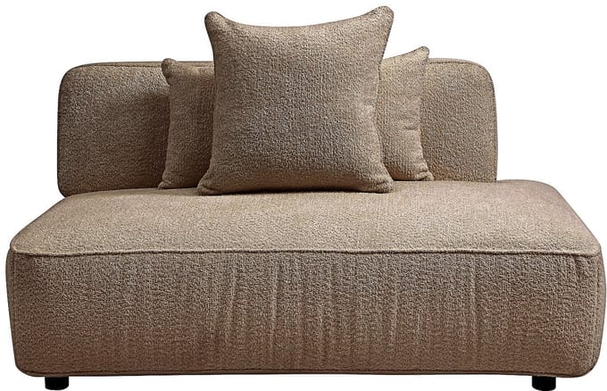 Vente-unique Chaise longue rechts in taupe boucléstof LELACO