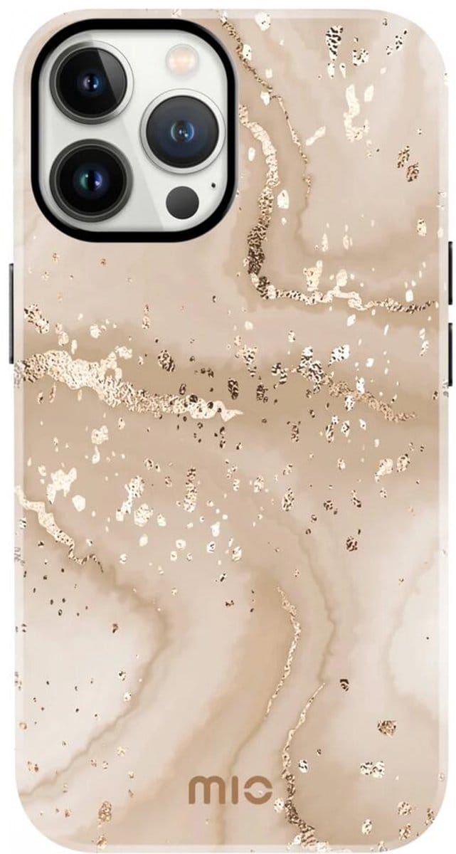 MIO MagSafe Apple iPhone 13 Pro Hoesje | Hard Shell Back Cover | Geschikt voor MagSafe | Gold Marble