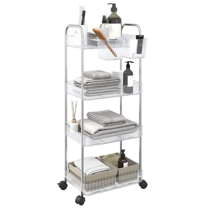 vidaXL - Opbergtrolley - 4-laags - 37x28x95 - cm - acryl - transparant