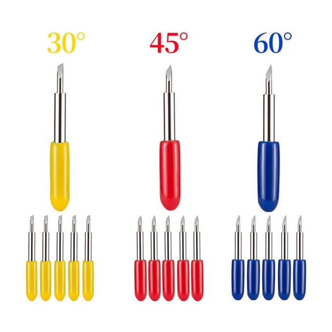 Ensemble de 15 Lames de Rechange Universelles 30 45 60 Degrés pour Traceur de Découpe Vinyle Kit de Lames avec Porte-Lames multicolore