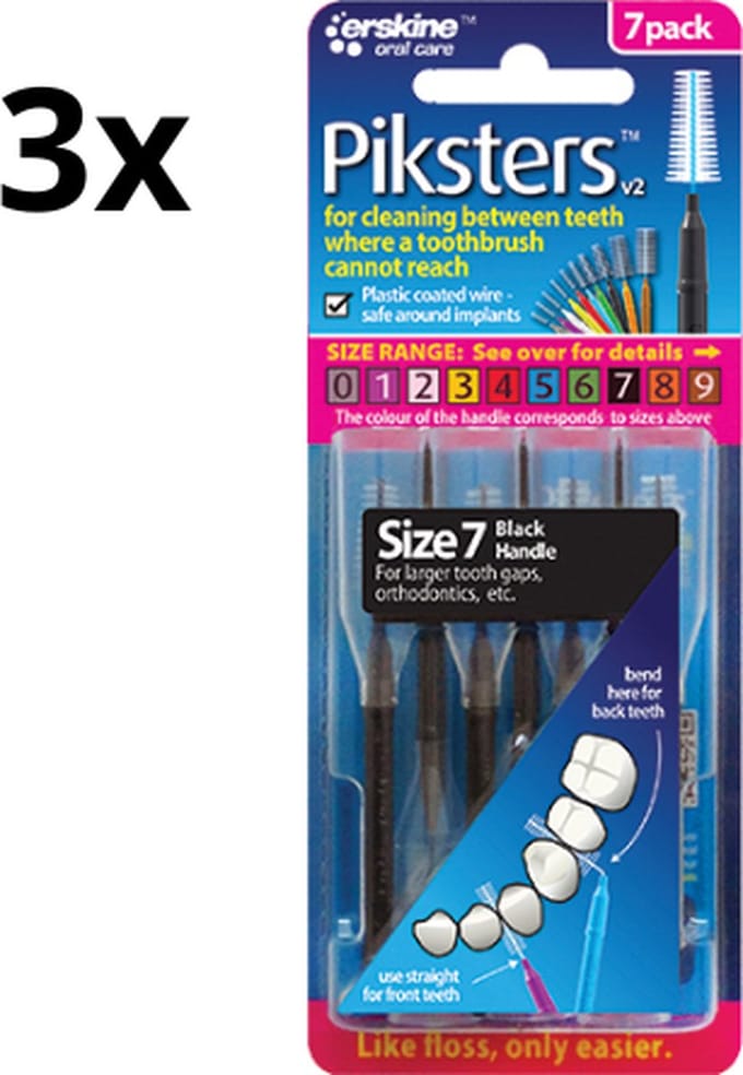Piksters 7 Zwart 1.1mm - 3 x 7 stuks - Voordeelverpakking