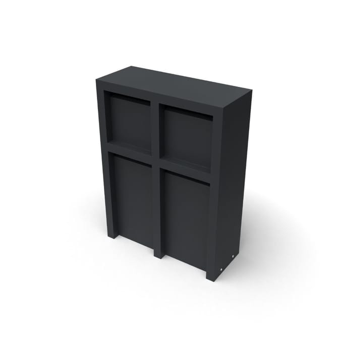 Litru Quatro zwart Brievenbus met 4 bussen L75 x B30 x H100 cm Geroba