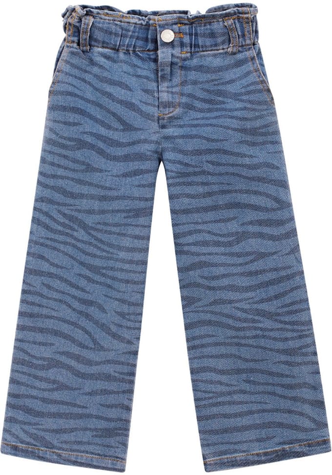 Eigentijdse Cotton Denim Kinderbroek met Zebra Print - 2 Jaar