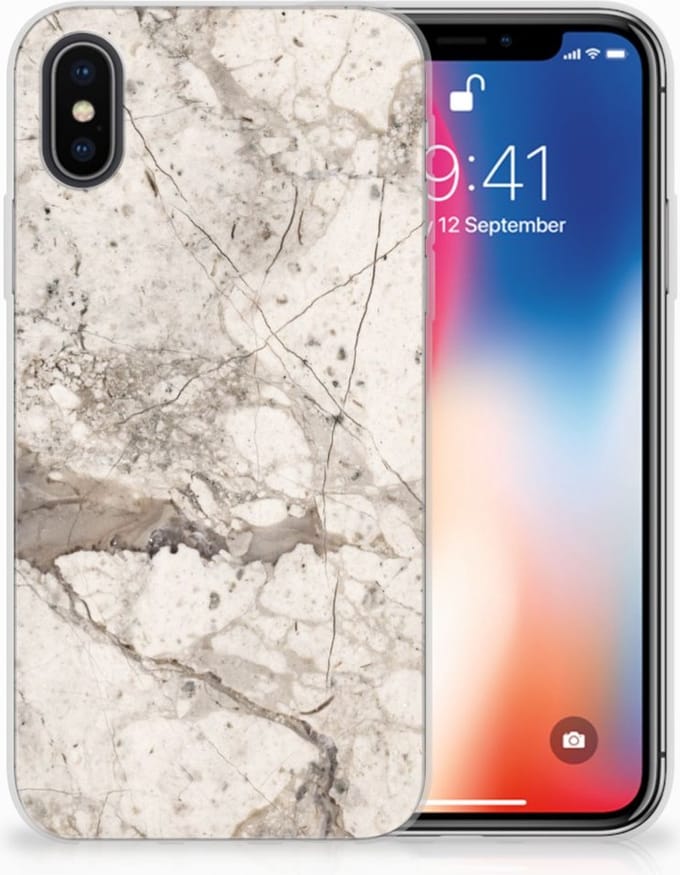 Apple iPhone X | Xs TPU Siliconen Hoesje Marmer Beige