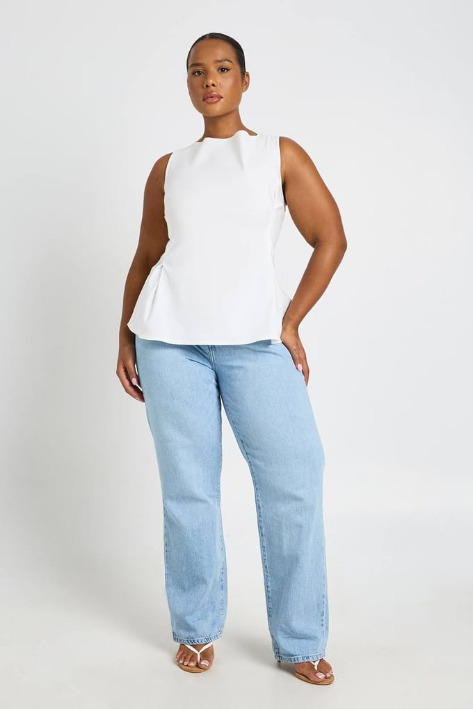 boohoo Dames Plus Basics Hoge Taille Mom Jeans | Gebleekt | Maat: 44