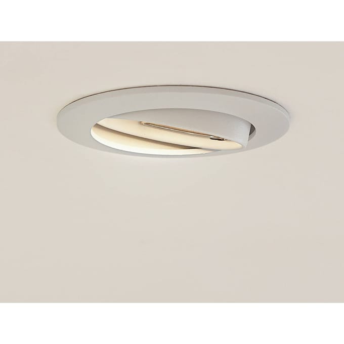 Prios plafond inbouwlamp Fibur, wit, aluminium, Ø 8,2 cm