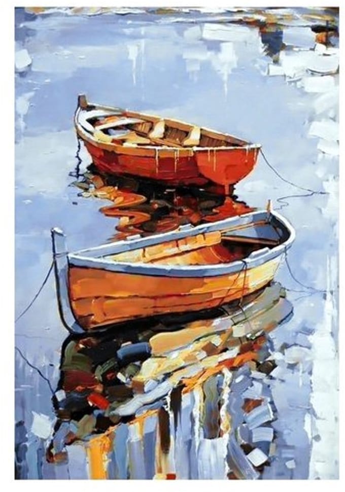 Wizardi Diamond painting WD122 - Boats 27x38 cm