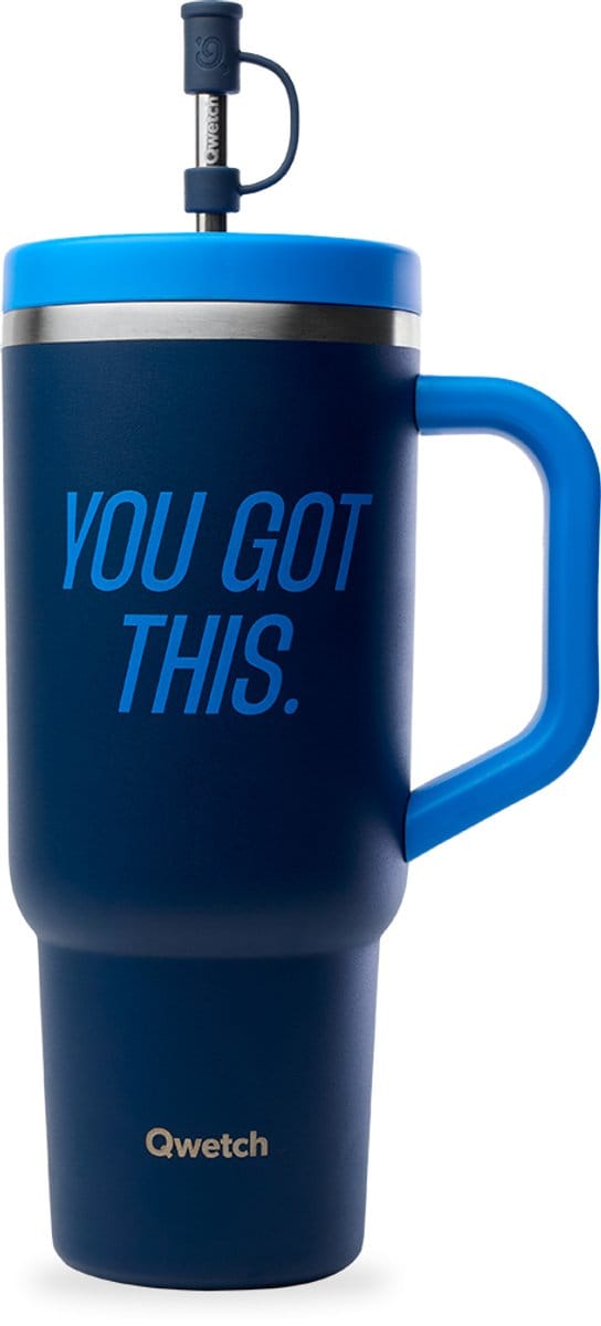 Qwetch Travel Cup Geïsoleerd - Level up Blauw nuit