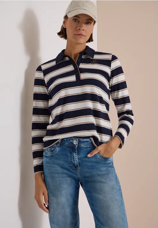 Polo met lange mouwen en knoopsluiting