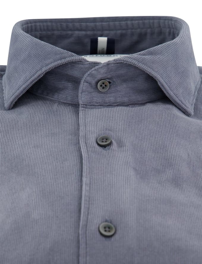 Overhemd Profuomo blauw corduroy