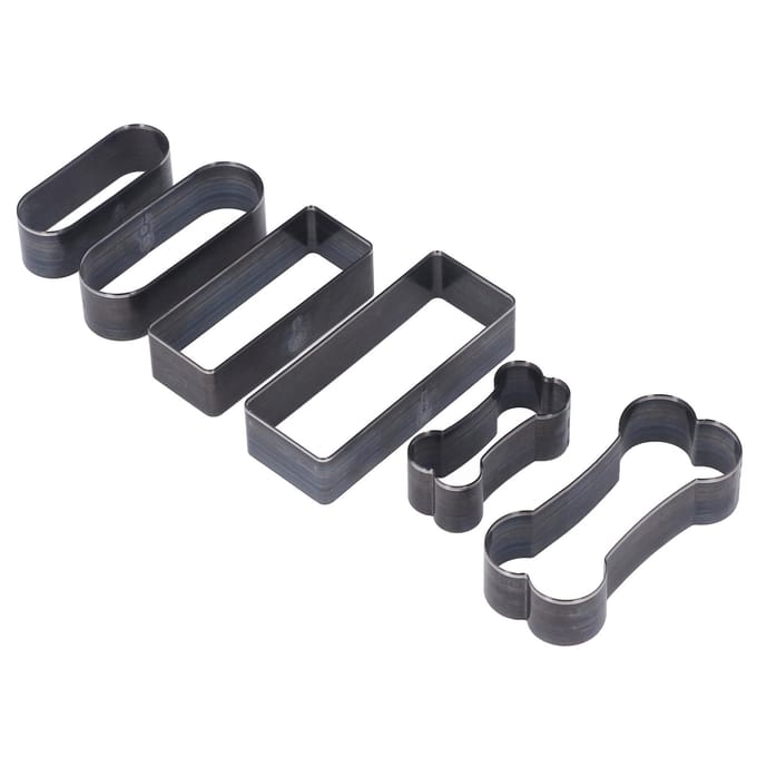 Ensemble de 6 Matrices de Découpe Outil de Coupe Creux Poinçon Artisanat du Cuir Forme Rectangle Ovale Os black