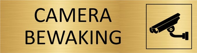 CombiCraft deurbordje Camerabewaking in goud met tape - 165 x 45 mm