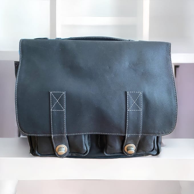 Bull & Hunt leren aktetas - Old School - Middel - Zwart