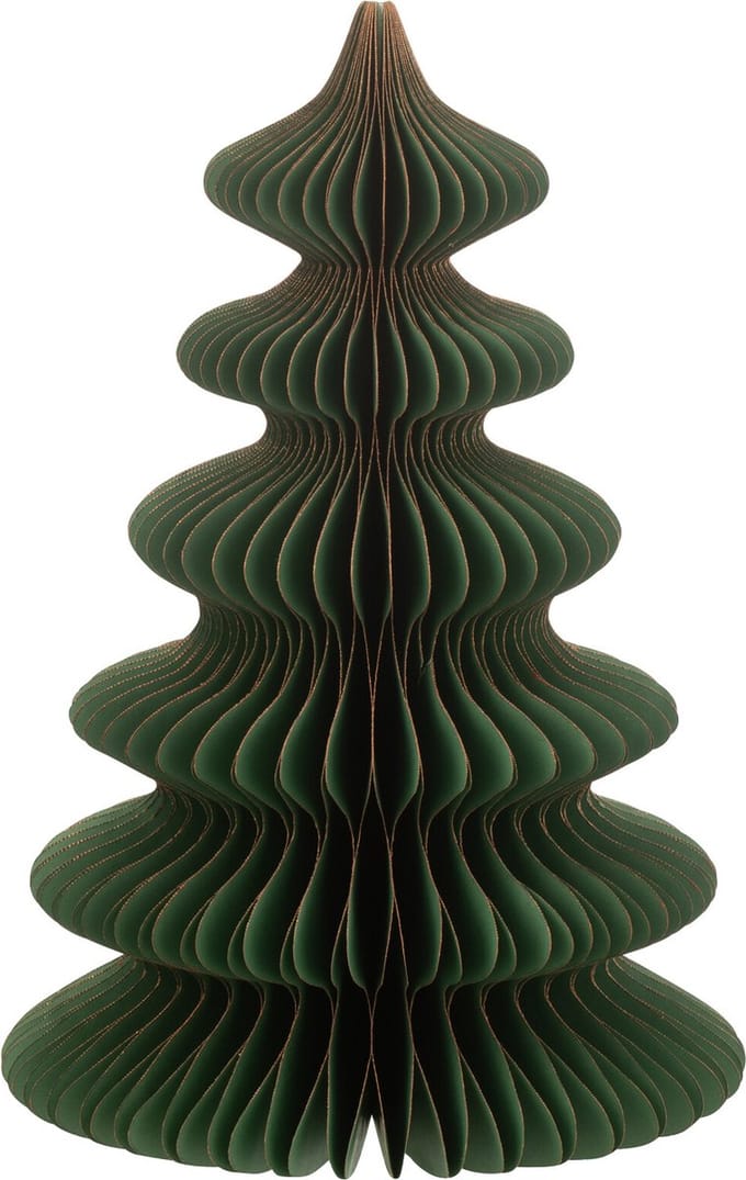 J-Line decoratie Kerstboom Golven - papier - donkergroen/koper - small