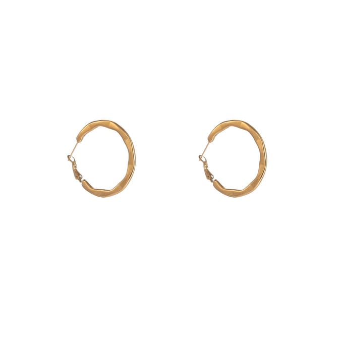 Go Dutch Label Oorringen Dented Hollow Hoop - 40mm Goudkleurig