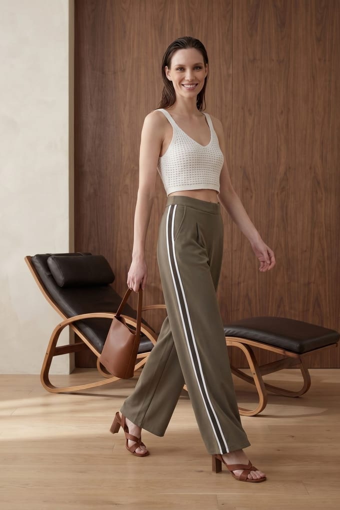 Hoge Taille Plissé Wijde Pantalon