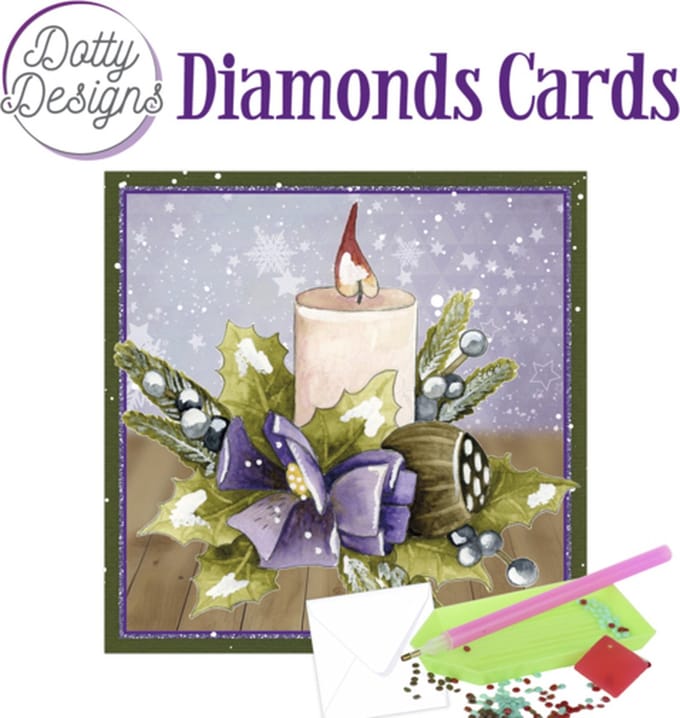 Dotty Designs Diamond Cards 1107 - Candle with Purple Bow
