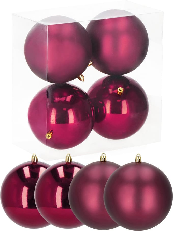 Springos Kerstballen | 4 Stuks | 14 cm | Bordeaux