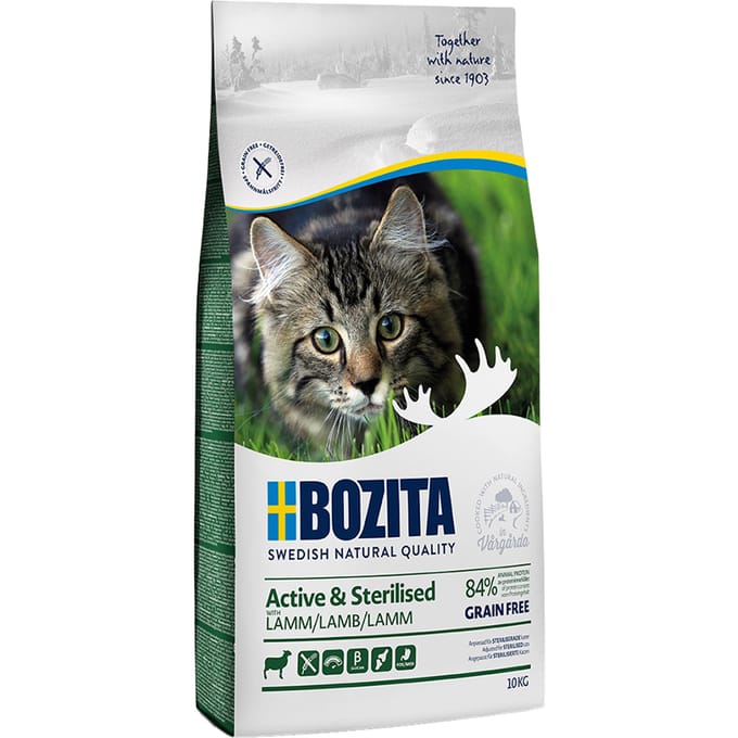 2x10kg Grainfree Active & Sterilised Lam Bozita Kattenvoer