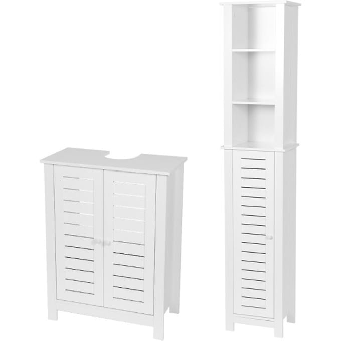Badmeubelset Santorini - Combinatieset Wastafelonderkast + Kolomkast - Wit