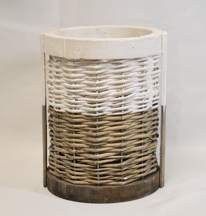 ZoeZo Design - windlicht - kaarshouder - nautisch - strand - glas - hout - rotan - H20 x Ø 15 cm