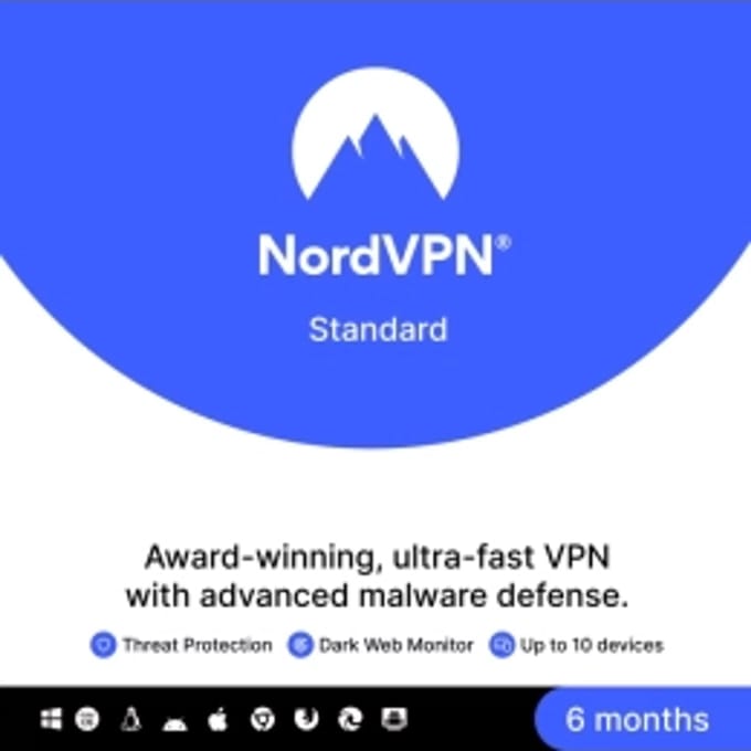NordVPN | 10 apparaten 6 maanden | Onbeperkt online | 5000+ servers wereldwijd