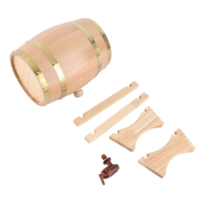 3L Vintage Hout Eiken Hout Wijnvat Dispenser voor Whisky Bourbon Tequila wit